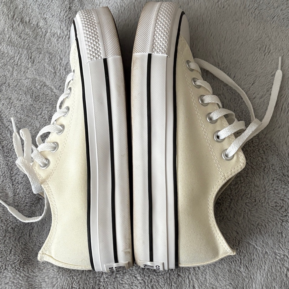 EUC Unisex Converse Cream Canvas All Star Lift Low Sneakers Size 6M/8W - Picture 7 of 8